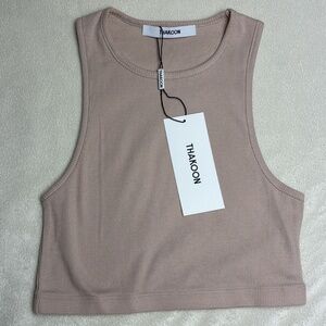 Thakoon Womens Dusty Pink Cropped Top Sleeveless Cotton Size Medium NWT